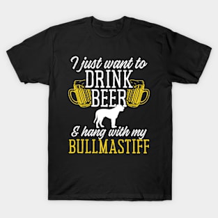 Bullmastiffs and Beer Shirt Funny Drinking and Dogs Shirt Bullmastiff T-Shirt